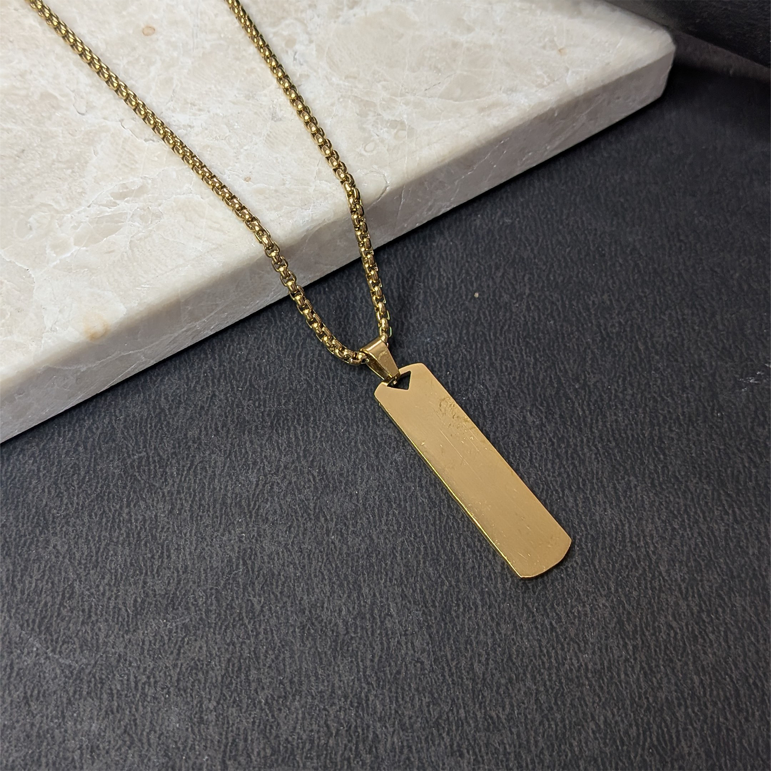 Fossil Drew Gold Tone Vertical ID Pendant For Men & Boys