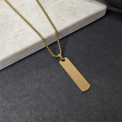 Fossil Drew Gold Tone Vertical ID Pendant For Men & Boys