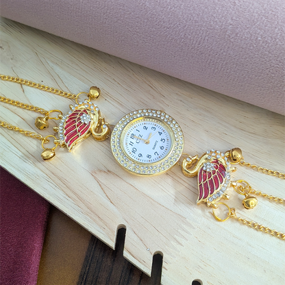 Swan Crystal Kashmiri Watch for Women & Girls