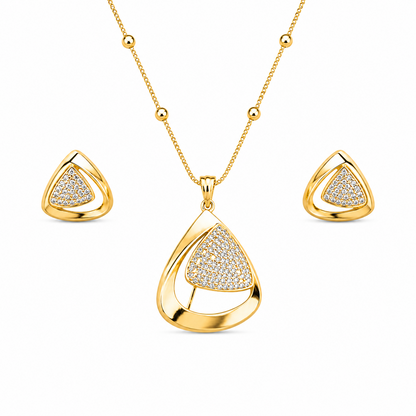 Tyne Triangle CZ Stone Rhodium Finish Pendant Set for Girls & Women's