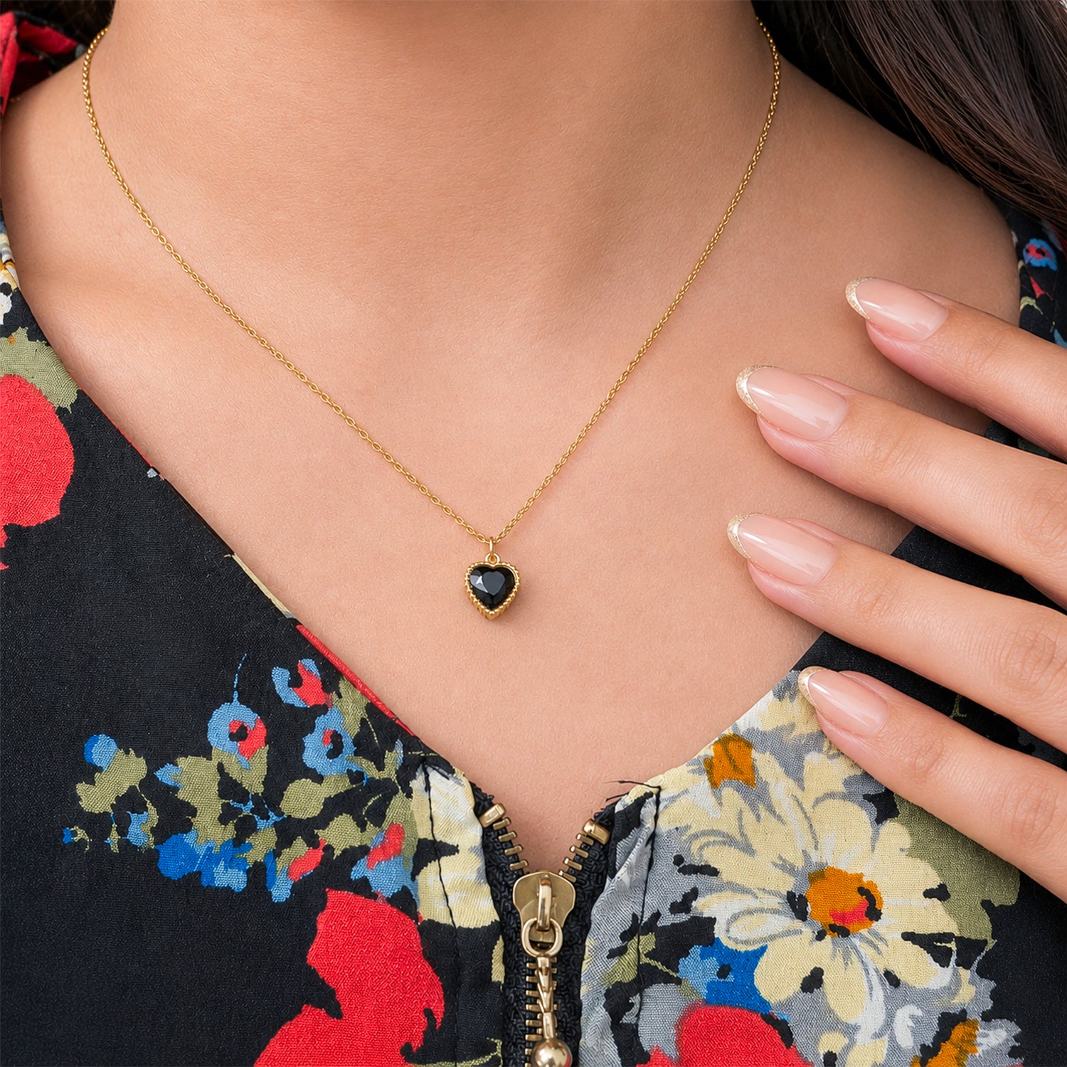 Delicate Black Heart Minimal Pendant For Girls & Women