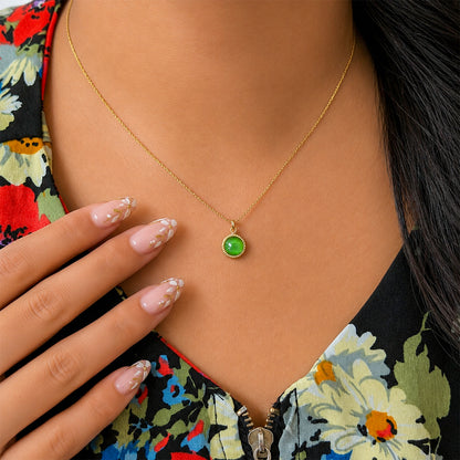 Stylish Minimal Green Stone Round Pendant For Girls & Women