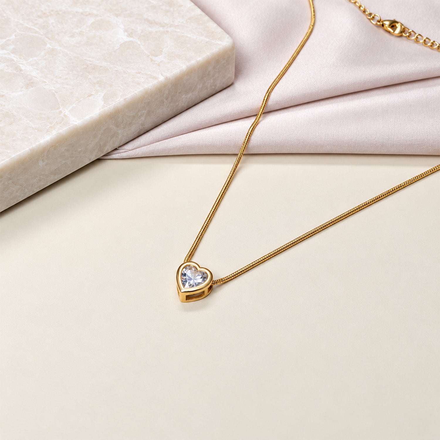 Heart Transparent Stone with Chain Pendant for Girls & Women