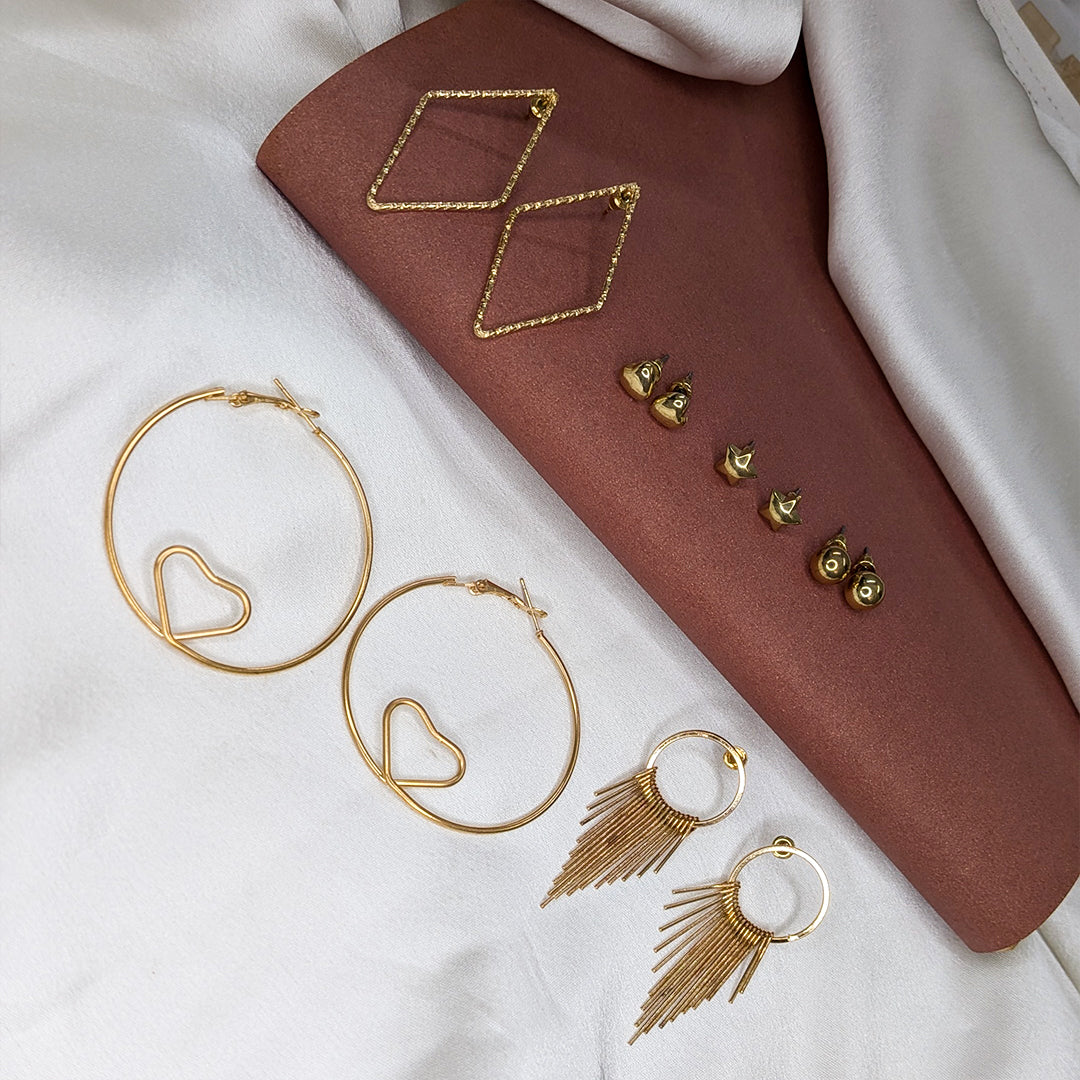 Trendy Hoop & Stud Earrings Combo Set of 6 For Girls & Women