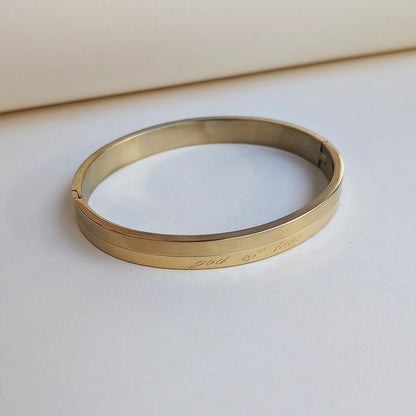 Gold Plated  “God Of Love” Engraved Designer Stainless Steel Bracelet For Men