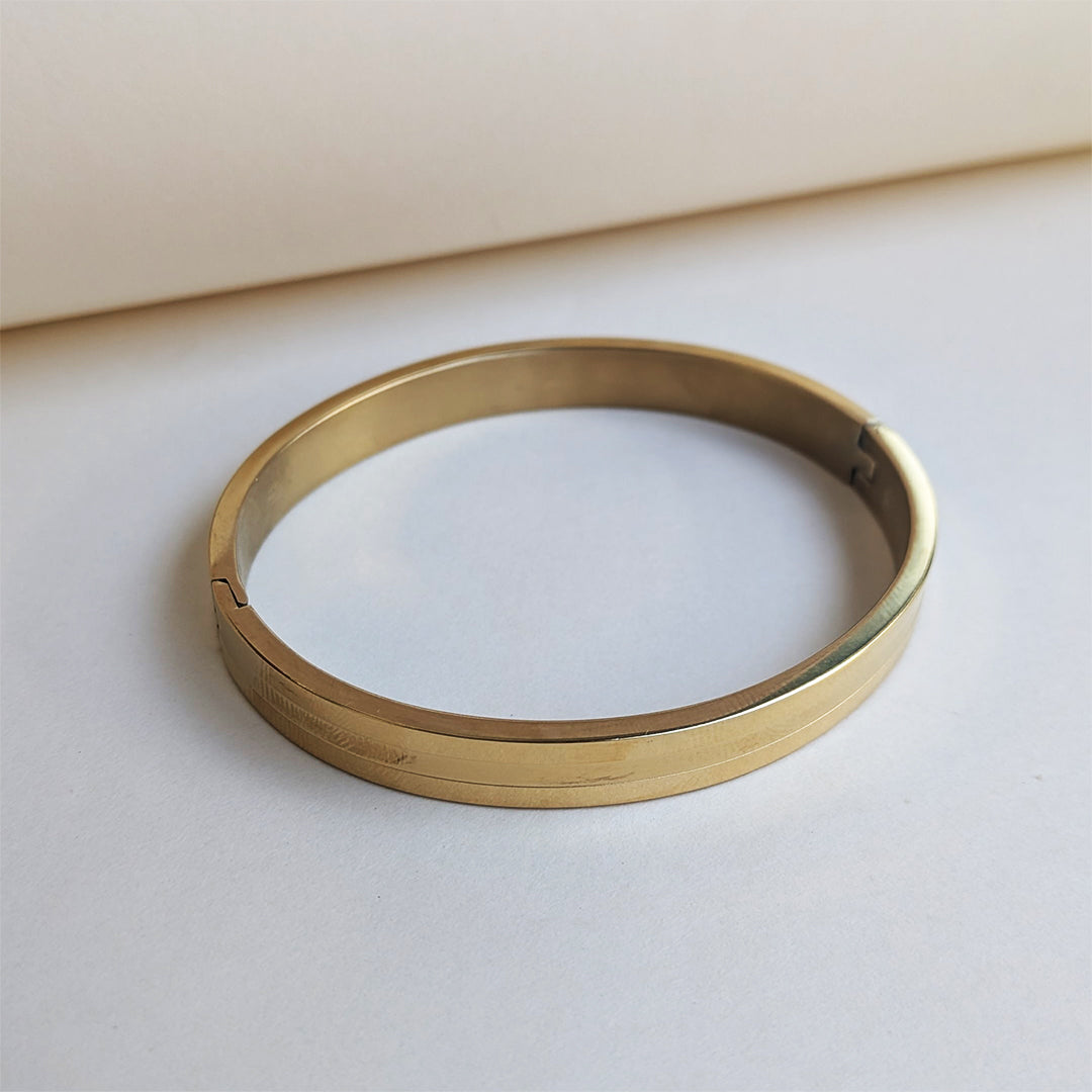 Gold Plated Matte & Gloss Finish Sleek Designer Stainless Steel Bracelet For Men