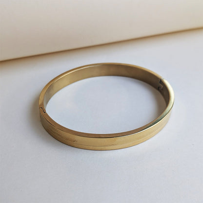 Gold Plated Matte & Gloss Finish Sleek Designer Stainless Steel Bracelet For Men