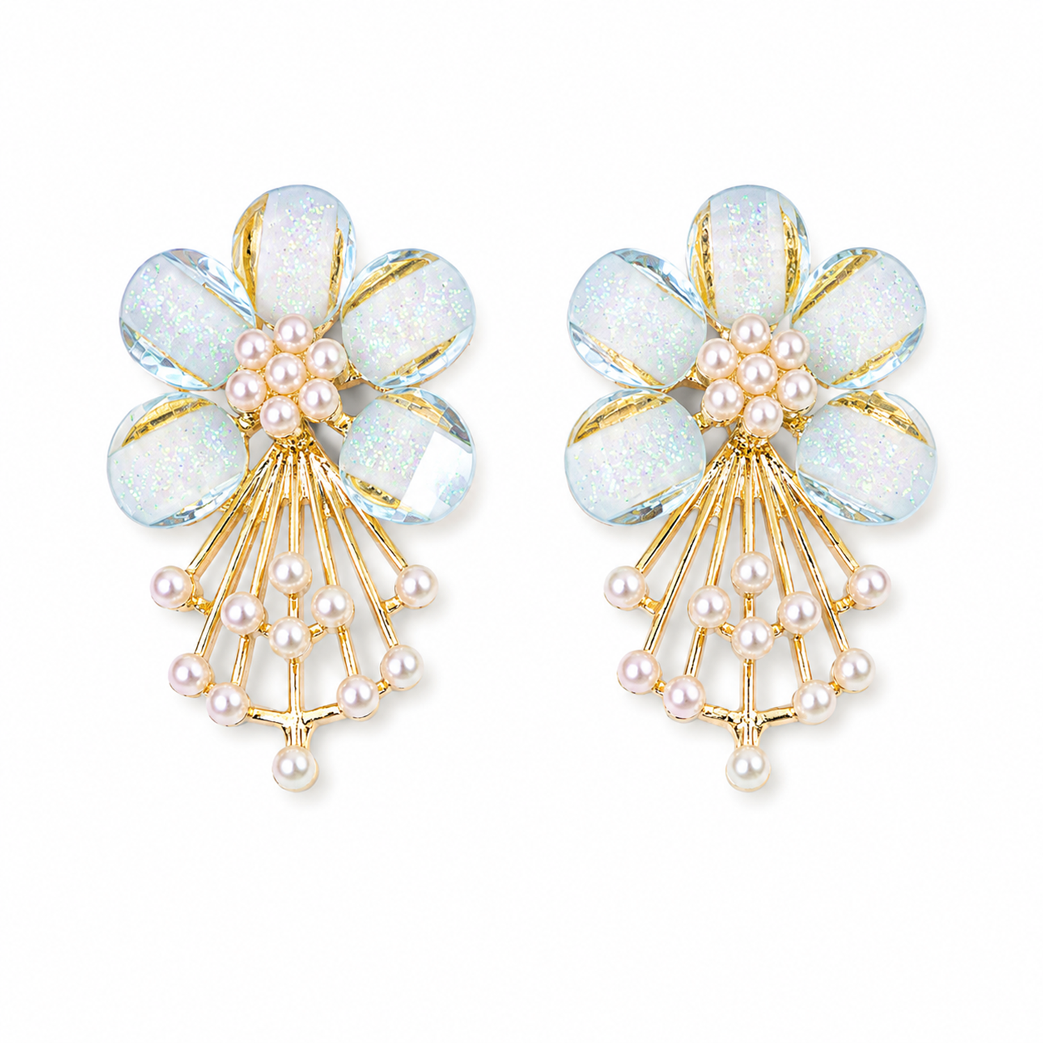 5 PetalFlower Pearl Drop Earrings for Girls & Women
