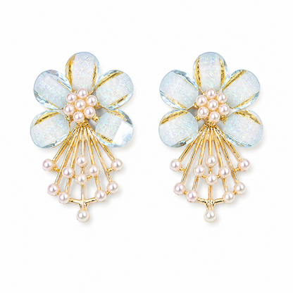 5 PetalFlower Pearl Drop Earrings for Girls & Women