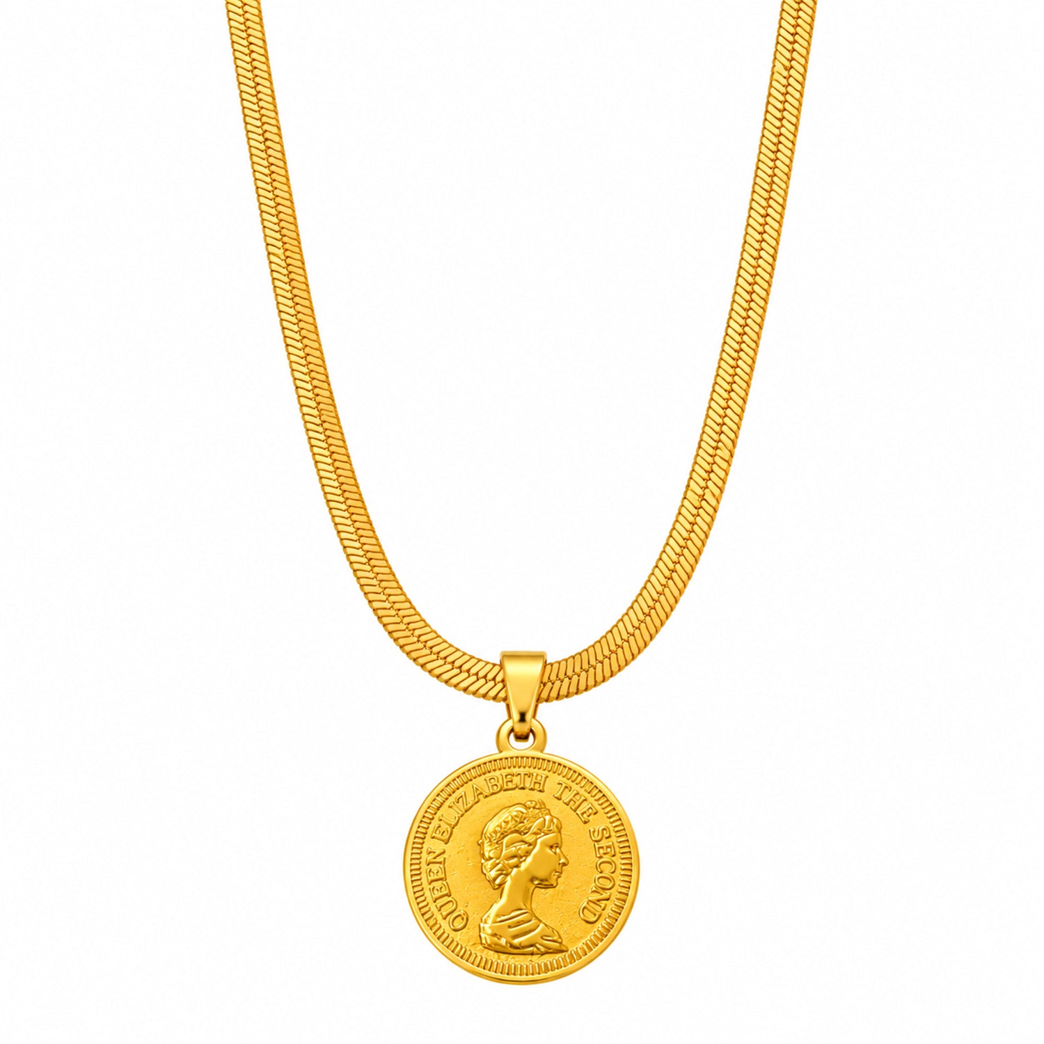 Elegant Gold Finish Coin Pendant for Girls & Women