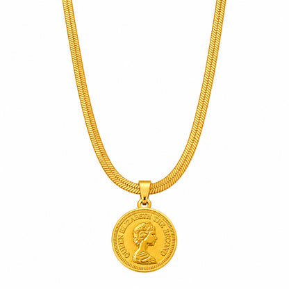Elegant Gold Finish Coin Pendant for Girls & Women