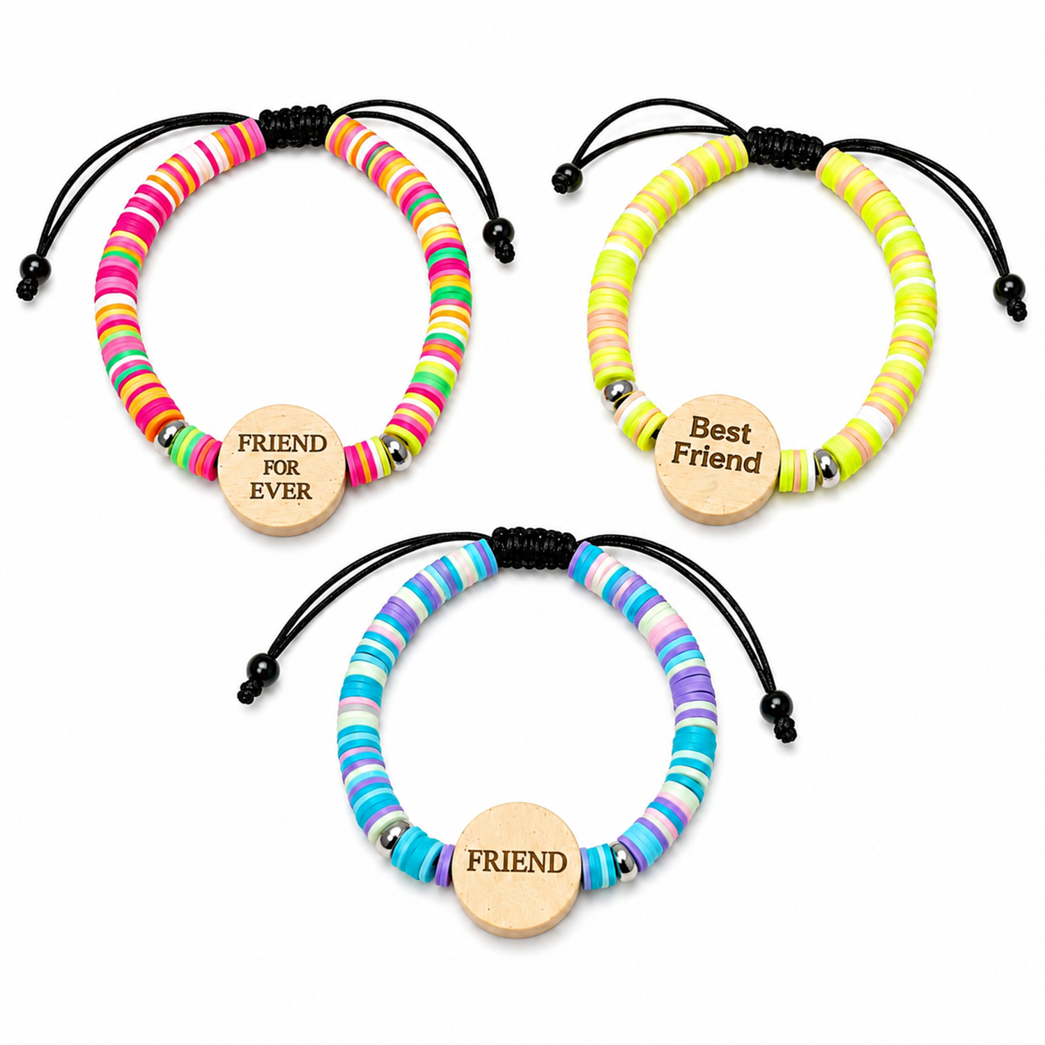 Colorful Round Rubber Beaded Bracelet Friendship Day Bracelets for Kids, Boys & Girls