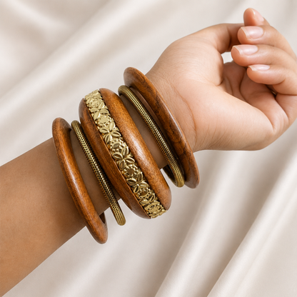 Classic Blocks Geometric Design Ethnic Bangle Set for Girls & Women's