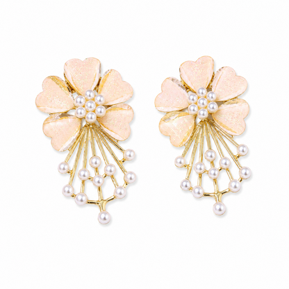 Daisy Flower Pearl Drop Earrings for Girls & Women
