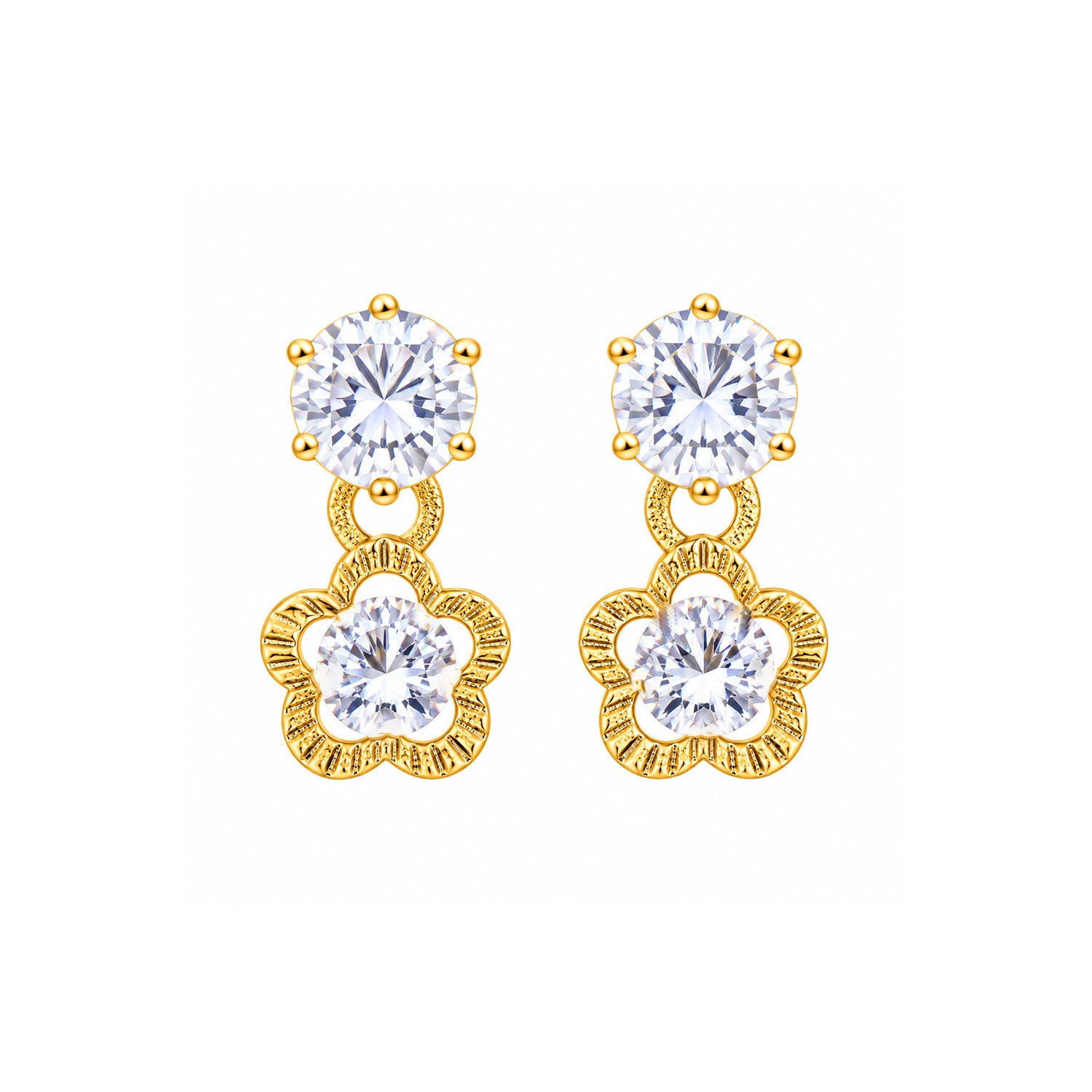 Sparkling Stone Flower Lower Drop Earrings for Girls & Women's