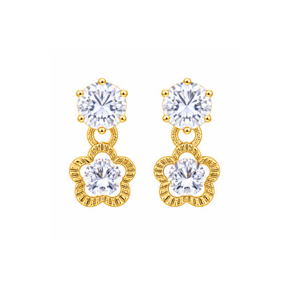 Sparkling Stone Flower Lower Drop Earrings for Girls & Women's