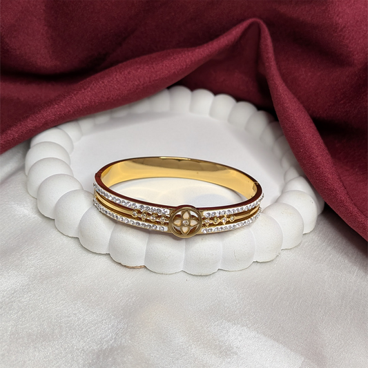 Stylish Glory Floral Design AD Stone Bracelet for Girls & Women