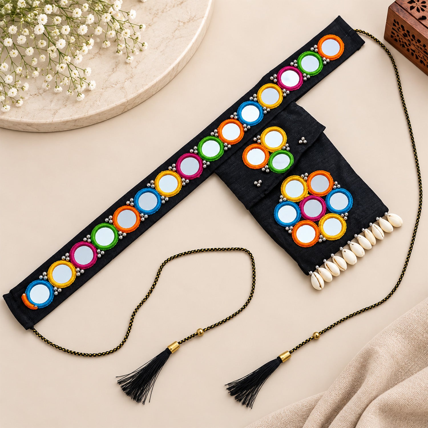 Handcrafted Traditional Gujarati Kutchi Mirror-Work Waist Belt