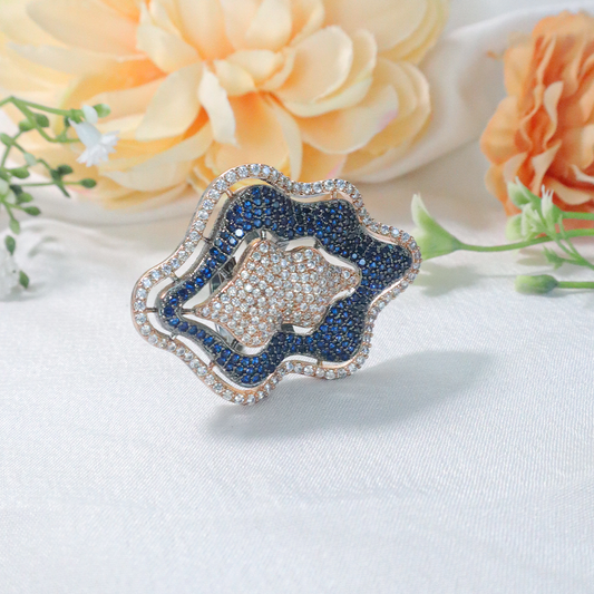 Midnight Wave Cocktail American Diamond Ring