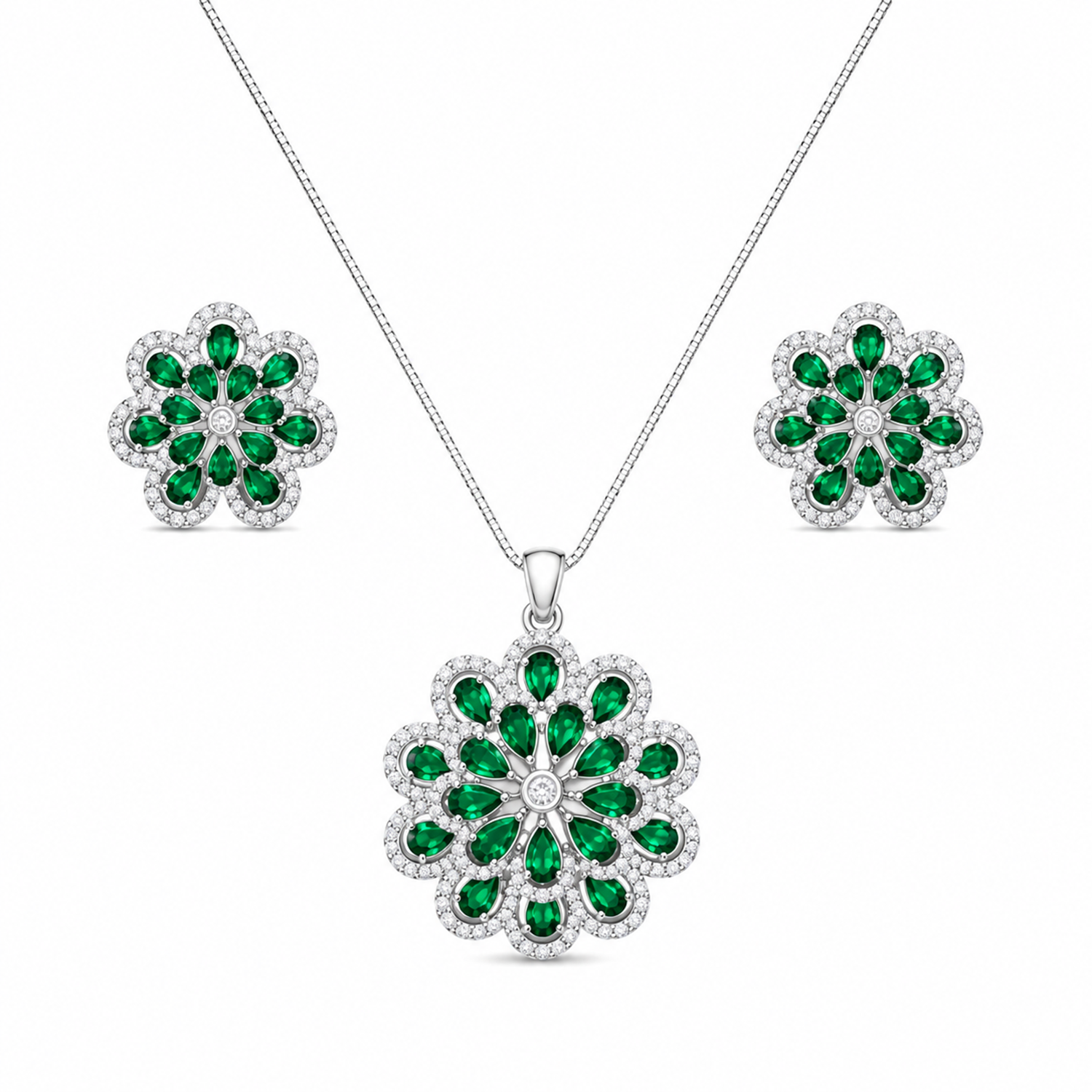 Twilight Blossom Rhodium Finish Pendant Set for Girls & Women's