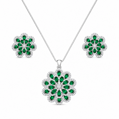 Twilight Blossom Rhodium Finish Pendant Set for Girls & Women's