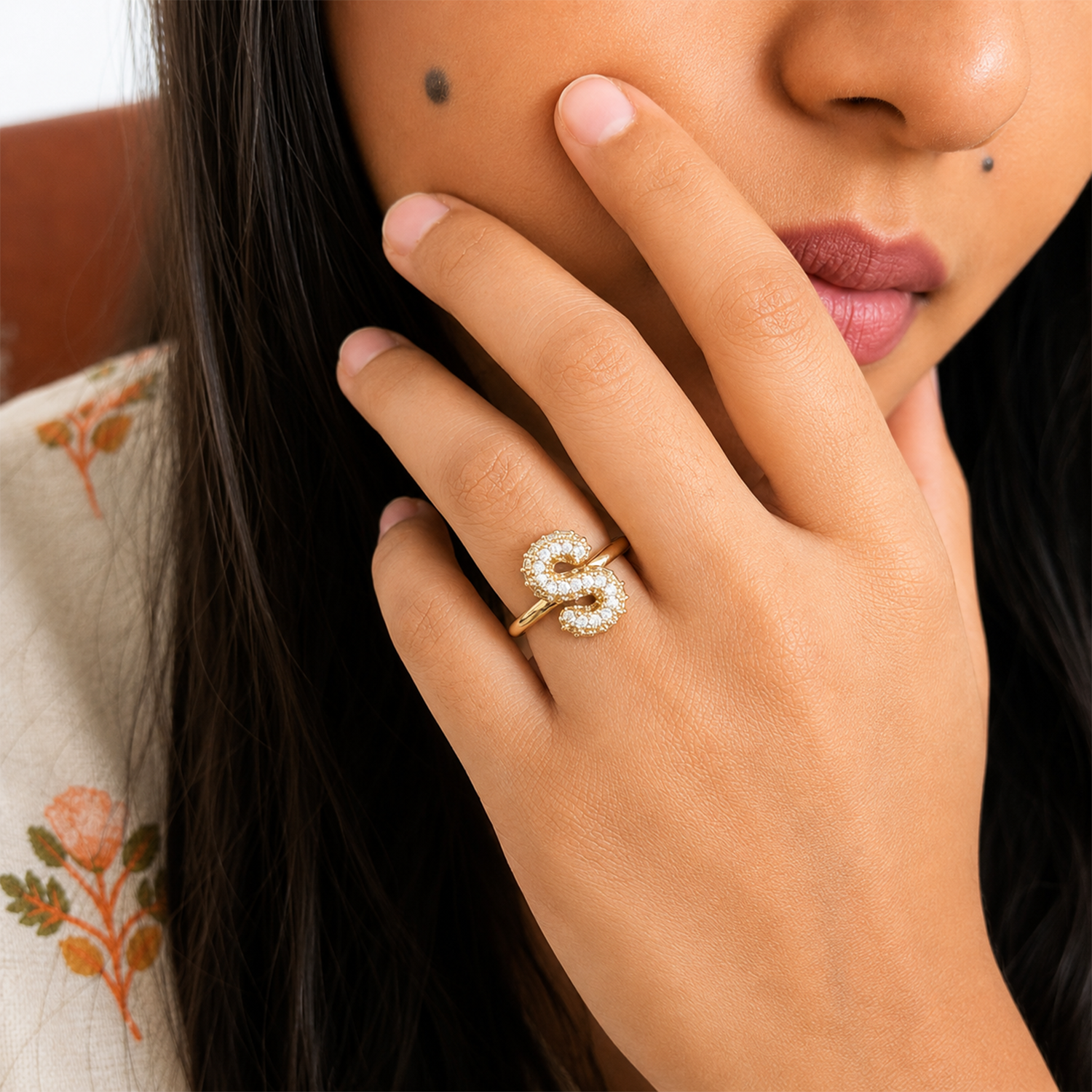 Sparkling Alphabet Letters CZ Stones Rings For Girls & Women's