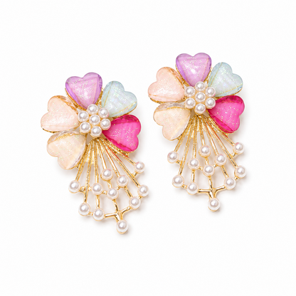 Daisy Flower Pearl Drop Earrings for Girls & Women