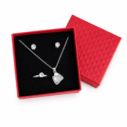 Elegant Heart-Shaped Pendant Jewellery Set for Women & Girls