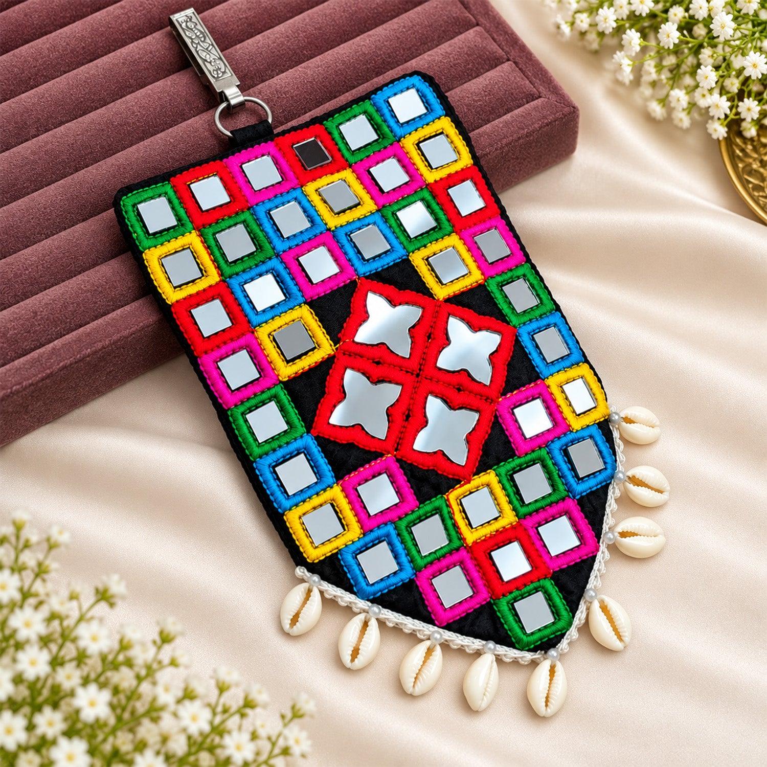 Handcrafted Kutchi Mirror Work Mobile Pouch