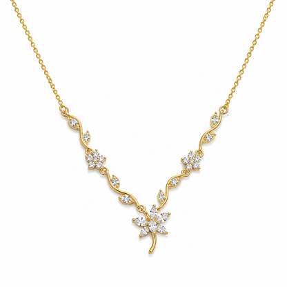 Butterfly Floral CZ Accented Pendant Necklace For Girls & Women's
