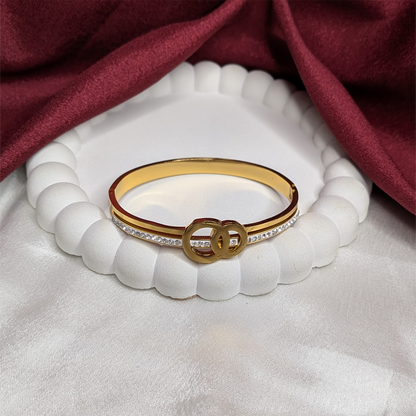 Classic Dual RIngs Design AD Stone Bracelet for Girls & Women