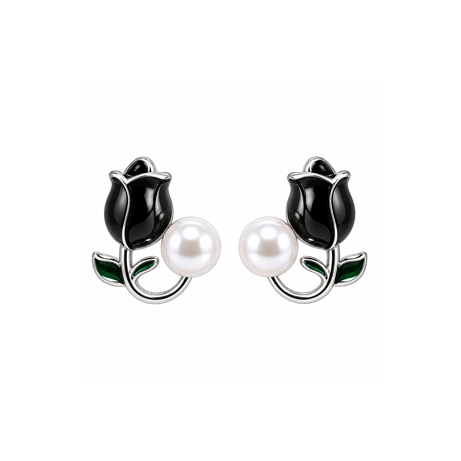 Faux Enamel Tulip Stud Earrings for Girls & Women's