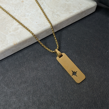 North Star Rectangular Cutout Pattern Pendant For Men & Boys