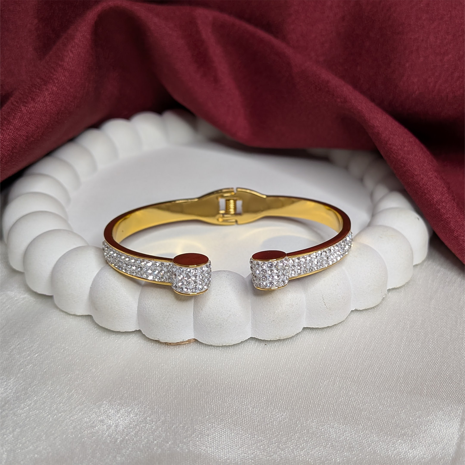Stylish Twin Sparkle Cuff AD Stone Bracelet for Girls & Women