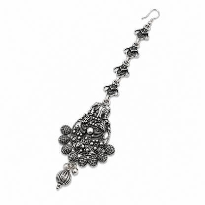Oxidized Silver Intricate Filigree Work Maang Tikka for Girls & Women