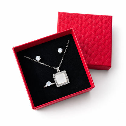 Square Crystal Accent Jewelry Gift Set for Women and Girls