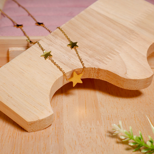 18K Gold Plated Stars Pendant Necklace (Anti-Tarnish)