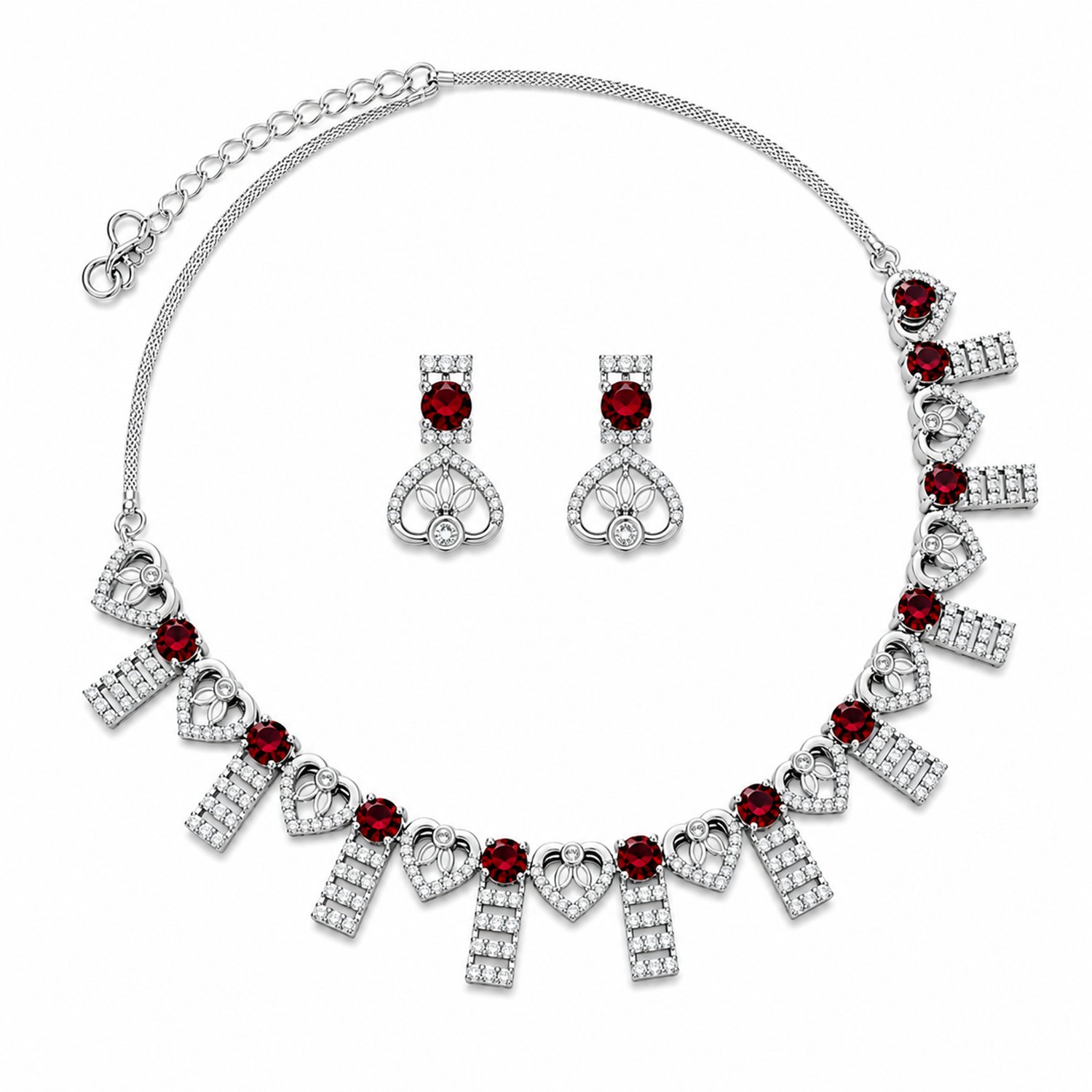 Enchanting AD Stone Heart Shape Necklace Set for Girls & Women's