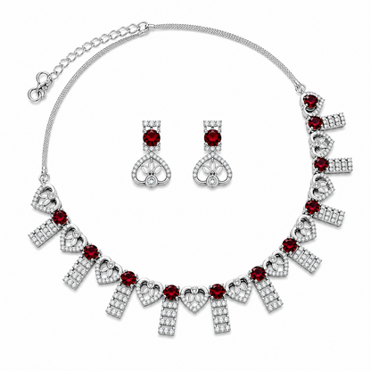 Enchanting AD Stone Heart Shape Necklace Set for Girls & Women's