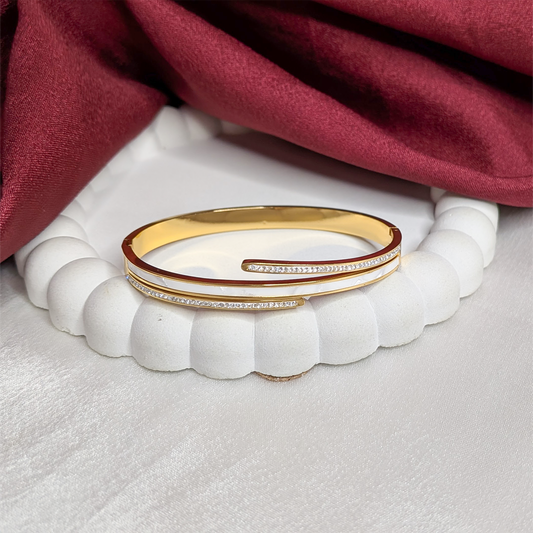 Dual Assorted AD Stone Lines Cuff Bracelet for Women & Girls