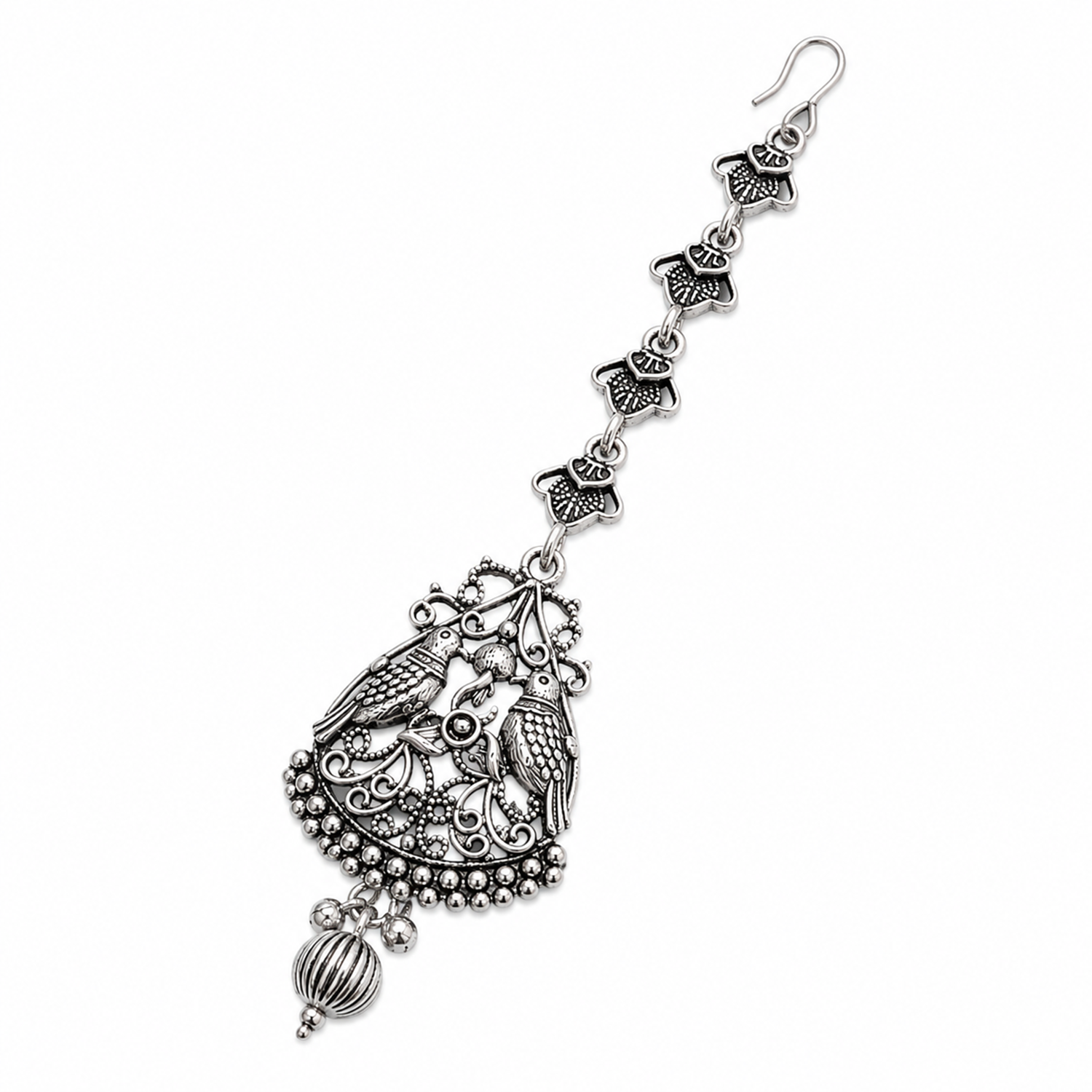 Oxidized Silver Birds Motifs Maang Tikka for Girls & Women