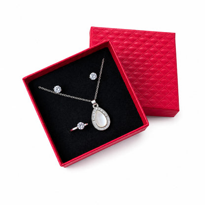 Silver-Tone Teardrop Crystal Rhinestone Jewelry Gift Set for Women