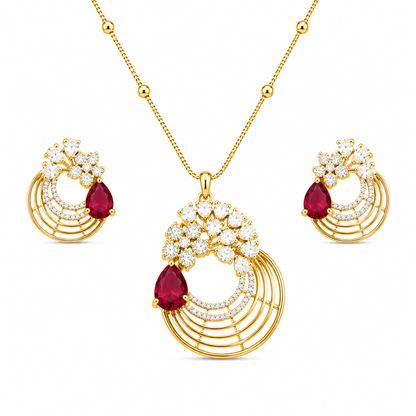 Distinctive Peacock Wings Teardrop Stone Pendant Set for Girls & Women's