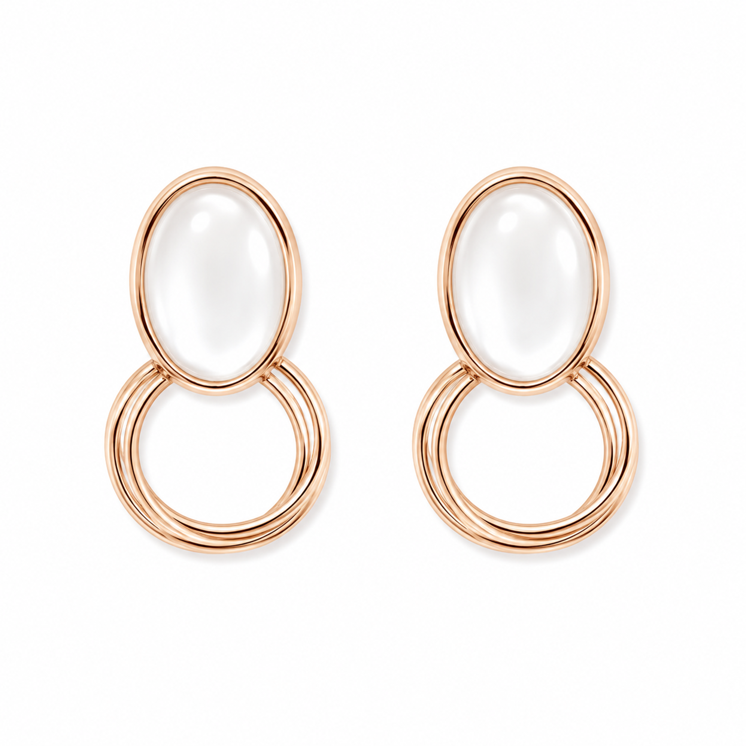 White Oval Hoop Statement Earrings for Girls & Women