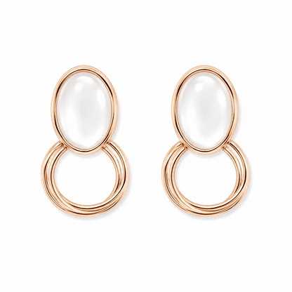 White Oval Hoop Statement Earrings for Girls & Women