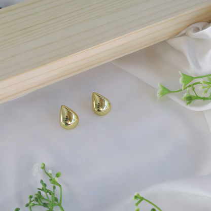 18K Gold-Plated Puffed Teardrop Studs