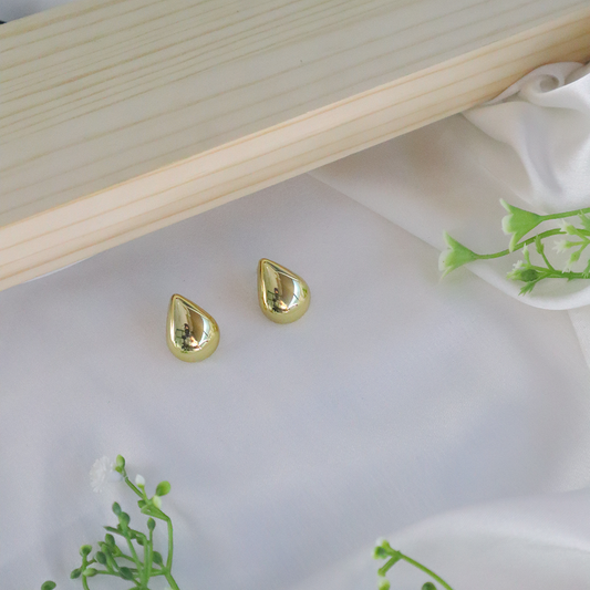 18K Gold-Plated Puffed Teardrop Studs