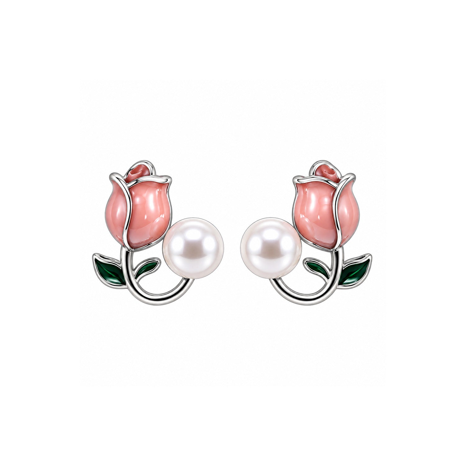 Faux Enamel Tulip Stud Earrings for Girls & Women's