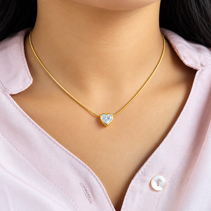 Heart Transparent Stone with Chain Pendant for Girls & Women