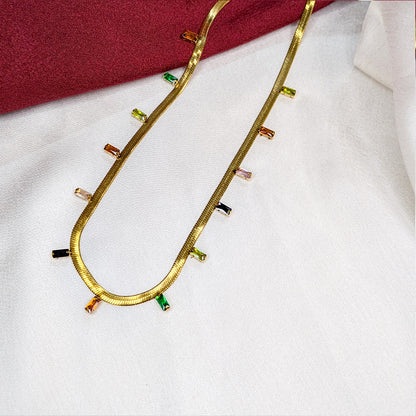 18K Gold-Plated Green Stone Necklace (Anti Tarnish)